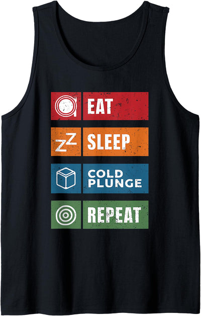 Polar Bear Plunge Cold Plunge Tub Accessories Eat Sleep Cold Plunge Repeat Funny Ice Bath Enthusiast Men Tank Top