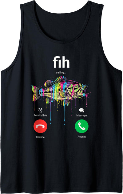 Fih Calling Decline Accept Funny Phone Call Misspelled Fish Tank Top