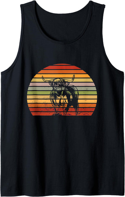 Highland Cows Hairy Coos Scottish Highland Cow Retro Tank Top