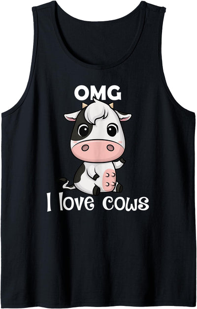 Omg I Love Cows Cute Kawaii Cow Tank Top