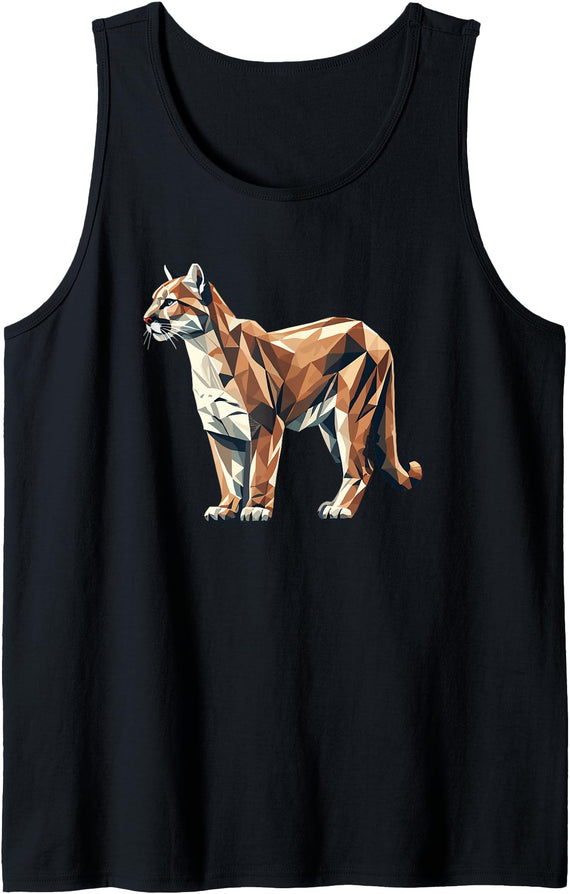 Laroli Aesthetic Art Geometric Art Cougar Cougars Mountain Lion Puma Tank Top - Black