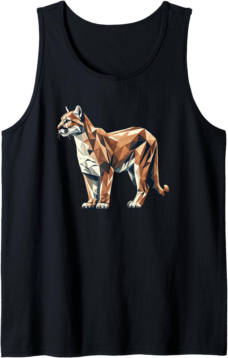 Laroli Aesthetic Art Geometric Art Cougar Cougars Mountain Lion Puma Tank Top - Black