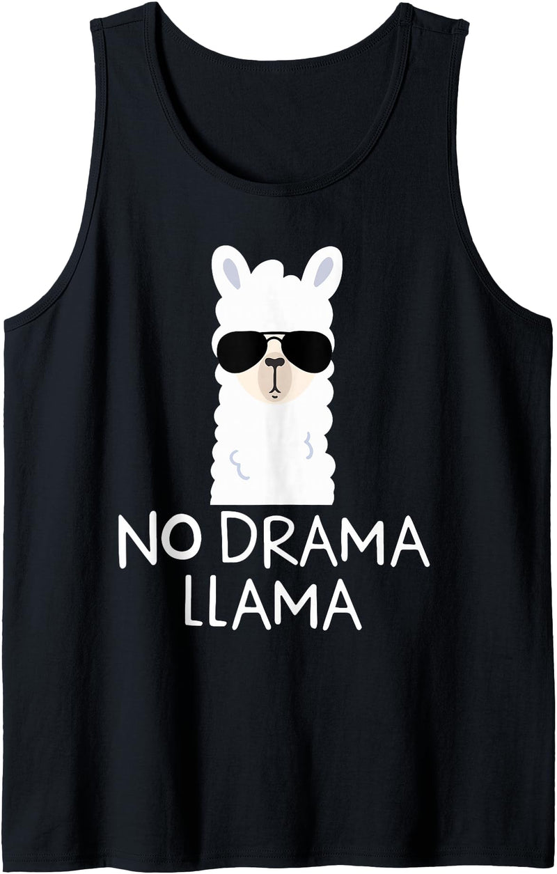 No Drama No Pob-Llama Alpaca Gifts No Drama Llama Alpaca with Sunglasses Llama Lovers Gift Tank Top - Black