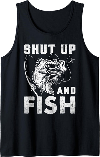 Shut Up And Fish Funny Bass Fishing Fisherman Tank Top