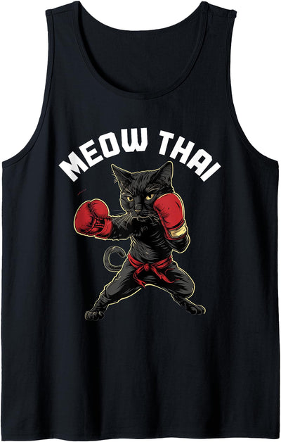 Muay Thai Boxing Apparel Co. Meow Thai Funny Muay Thai Boxing Cat Martial Arts MMA Boxer Tank Top