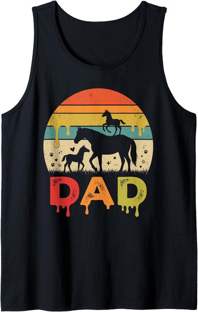 Funny Horse Lovers Fathers Day Costume for Men Drip Sunset Horse Dad Grandpa Father's Day Mens Womens Tank Top