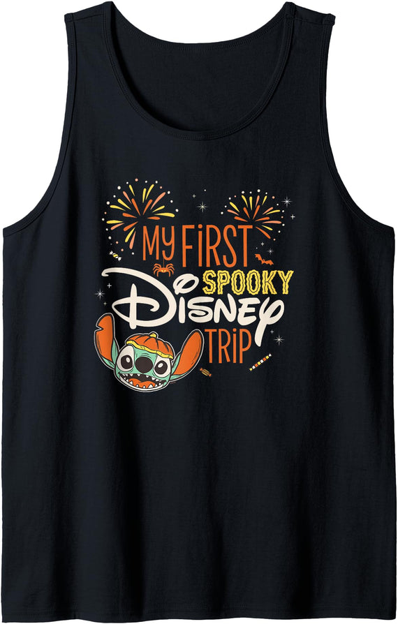 Disney Stitch My First Spooky Disney Trip Halloween Vacation Tank Top - Black