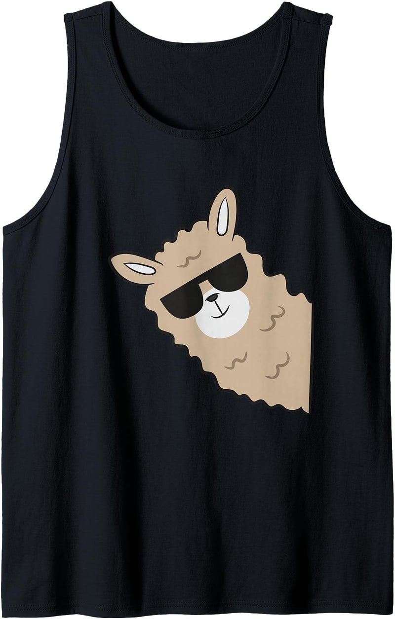 Funny Llama And Alpaca Gifts Alpaca Lover Llama With Sunglasses Cute Llama Alpaca Tank Top - Black