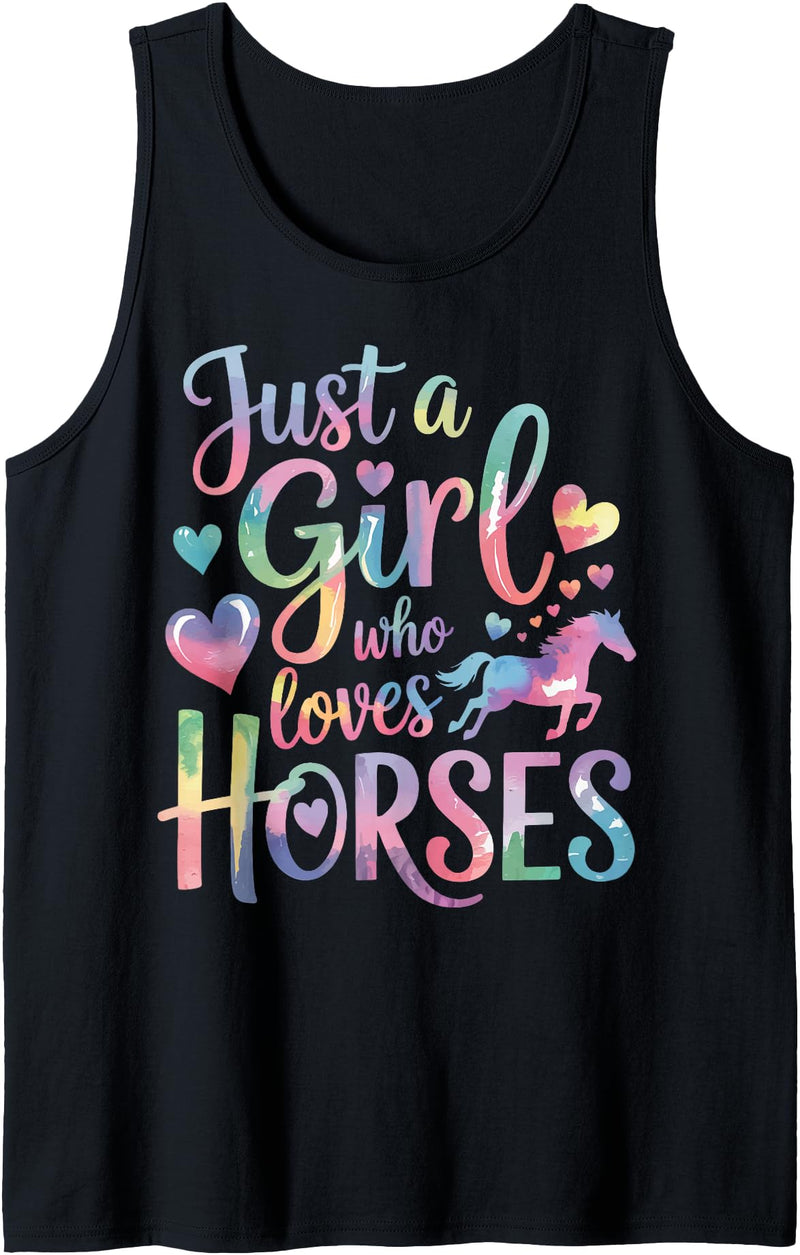 Girl Equestrian Horse Riding Just A Girl Who Loves Horses Tank Top - Black