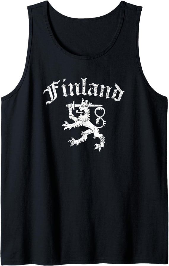 Threadrock Finland Lion Symbol Finnish Pride Tank Top - Black