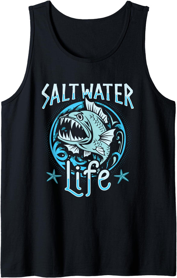 Saltwater Life Tees Saltwater Life Fishing Tank Top - Black