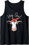 Awesome Domesticated Farming Animal Humor Outfit Hay Girl Farmer Funny Cattle Cow Farm Lovers Gift Women Kids Tank Top -
