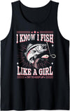 Funny Fish On Fishing Joke Fisherman DAD Humor Tee Fish Like a Girl Fish Fun Fishing Girls Funny Fisherman Joke Tank Top - Black