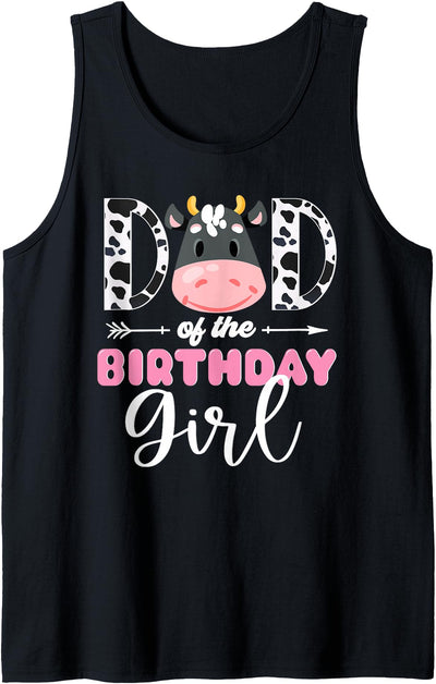 Cow Theme Birthday Girl Family Outfits Dad of the Cow Tank Top