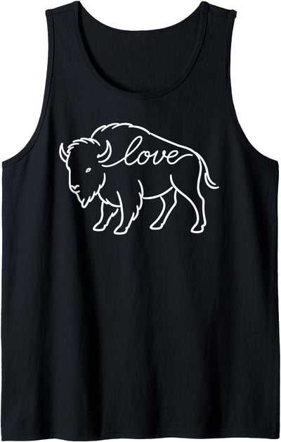Cow Elegant Line Art Bison Lovers Buffalo Love Minimalist Tank Top