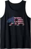 California Bear Men Women Kids California Republic Bear American Flag 4th of July USA Tank Top - As Pictured
