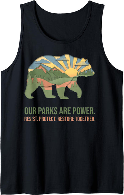Resist Save Our Parks National Park Bear Nature Protection Tank Top