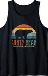 Cute Bear Family Matching Shirts & Gifts Aunty Bear Vintage Retro Aunt Present Auntie Tank Top - Black