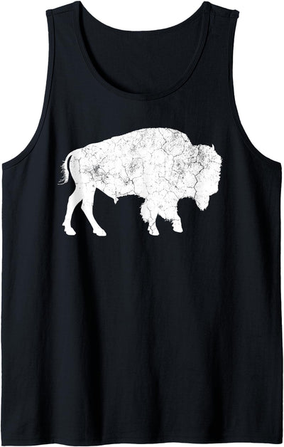 Cow Distressed Buffalo Retro Bison Animal Lover Dad Tank Top
