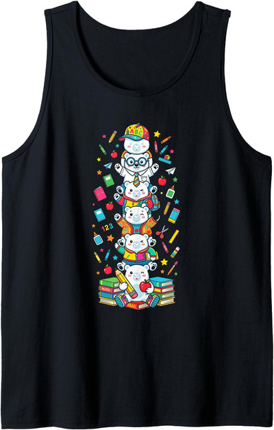 Polar Bear Back to School Teacher Student Women Men Kid Tank Top