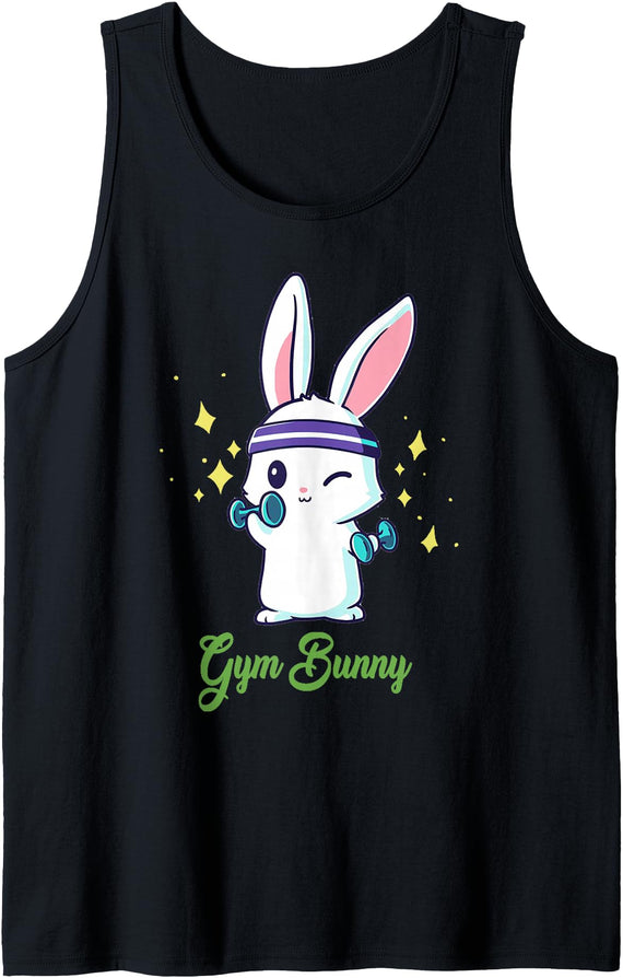 Gym Bunny Unisex Fitness Rabbit Lover Gym Workout Tank Top in Black