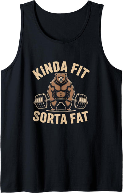 Funny Kinda Fit Sorta Fat Bear Powerlifting Tank Top
