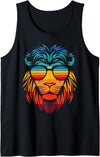 Bahaa's Tee Men's Women's Cool Lion Stylish T Shirt, Lion Graphic Design Tank Top - Black