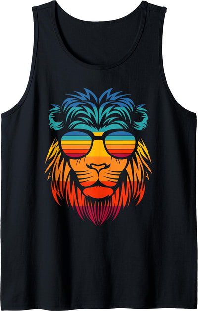 Men's Women's Cool Lion Stylish T Shirt, Lion Graphic Design Tank Top