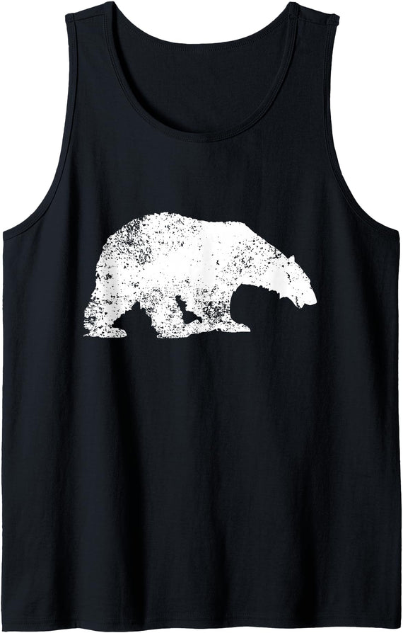 Polar Bear Lovers Graphic Distressed Polar Bear Print - Vintage Polar Bear Tank Top - Black