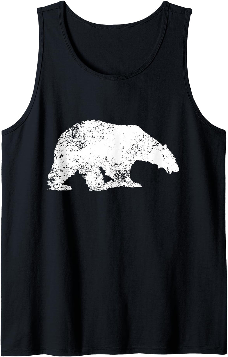 Polar Bear Lovers Graphic Distressed Polar Bear Print - Vintage Polar Bear Tank Top - Black