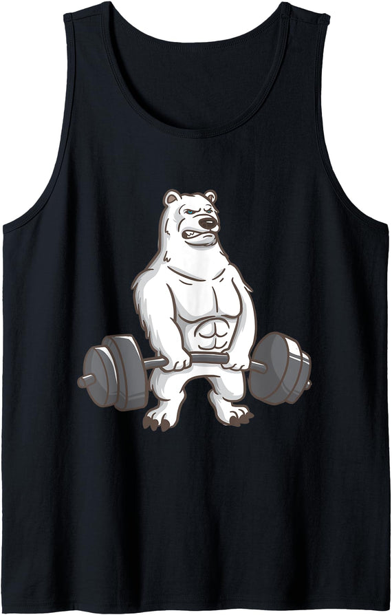 I Love Polar Bears And Fitness Polar Bear Powerlifting Weightlifting Gym And Animal Lovers Tank Top - Black