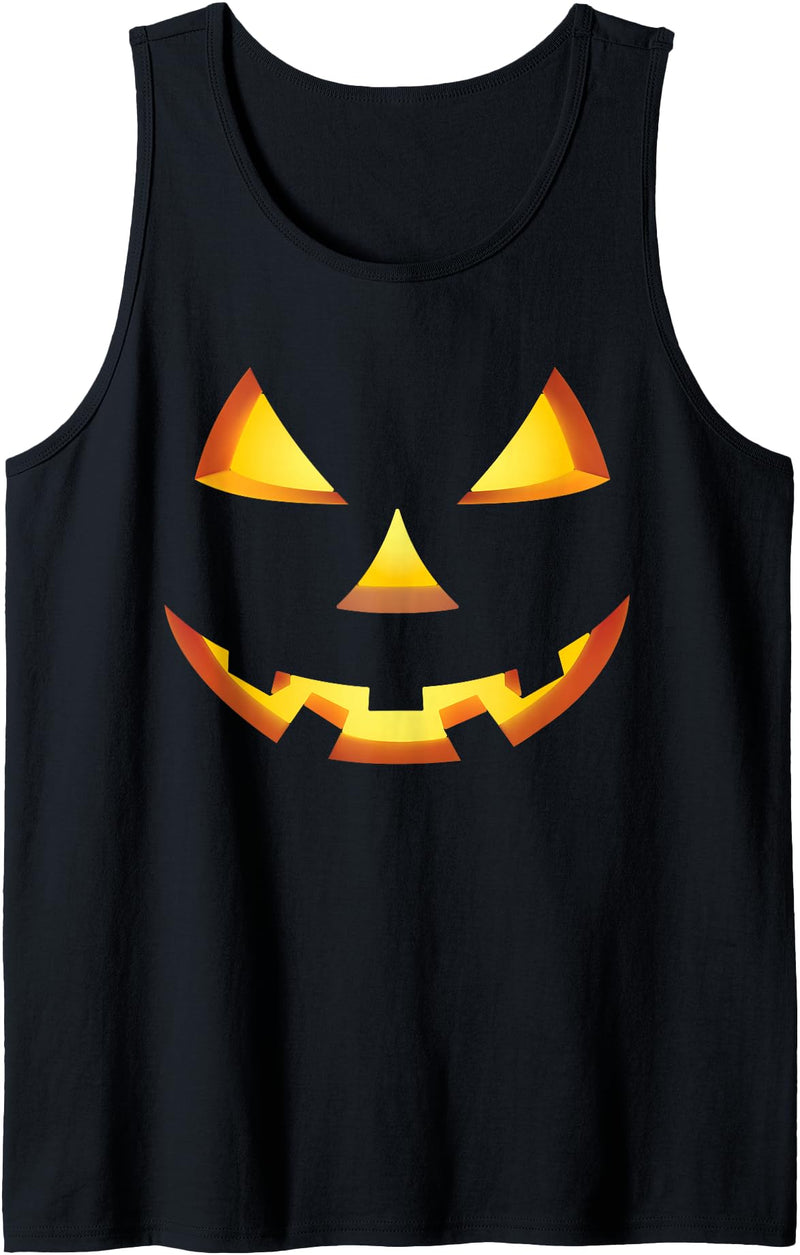CRUDO Spooky Halloween Jack - O - Lantern Pumpkin Face Tank Top - Black