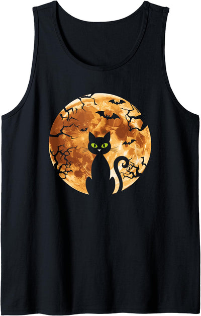 Halloween Party Costumes Women Men Kids Boys Girls Cat Black, Scary Cat, Cat Moon & Halloween Tank Top