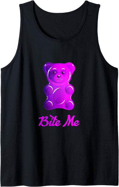 Cool Bite Me Colorful Gummy Bear Candy Illustration Graphic Tank Top