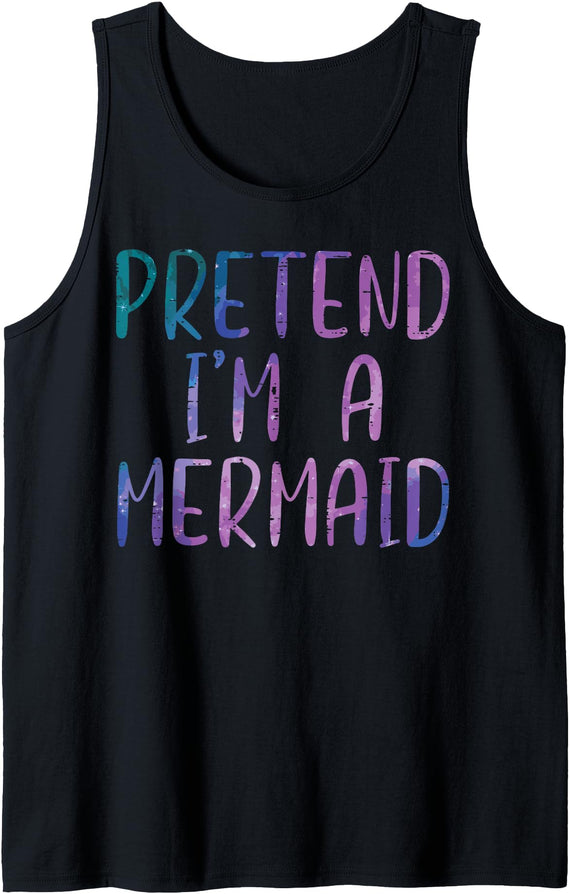 Halloween For Women Men Kids Boys Girls Halloween Pretend Im A Mermaid Cute Costume Girls Kids Women Tank Top - Black