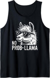 Animal Designs With Humor Outfits Funny Llama Alpaca Saying No Prob-Llama Tank Top - Black