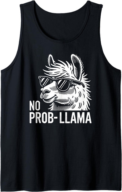 Animal Designs With Humor Outfits Funny Llama Alpaca Saying No Prob-Llama Tank Top