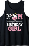 Cow Birthday Shirts For Family Men Women Cow Lover Mom of The Birthday Girl Shirt Farm Cow Mommy Mama 1st Tank Top - Black