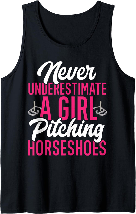 Horseshoes Gift & Throwing Horseshoes Apparel Horseshoe Pitching Horseshoes Girl Tank Top - Black