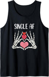 Single Lady's Single AF Skeleton and Hearts Tees Single AF skeleton hands hearts single women's halloween Tank Top - Black