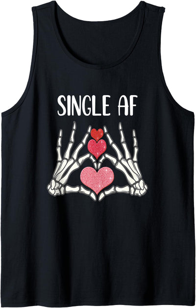 Single Lady's Single AF Skeleton and Hearts Tees Single AF skeleton hands hearts single women's halloween Tank Top