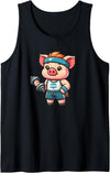 Funny Mini Pig Gifts Mini Pig Workout Pet Funny Weightlifting Tank Top - Black