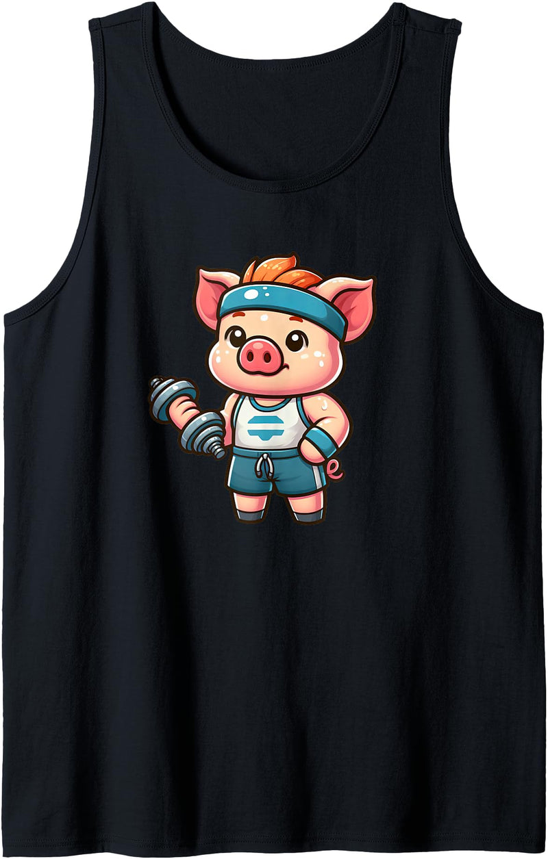 Funny Mini Pig Gifts Mini Pig Workout Pet Funny Weightlifting Tank Top - Black