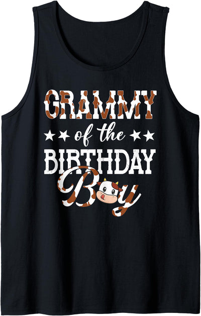 Cow Birthday Family Matching Cow Lover Grammy Tank Top