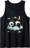 Cute Sleeping Animals Panda Sleeping Moon Napping Sleep Panda Bear Sleepy Animal Tank Top - Black