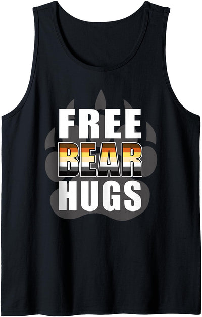 Free Bear Hugs LGBTQ Gay Pride Parade Bear Pride Flag Tank Top