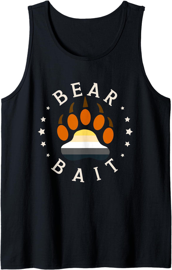 Gay Pride Parade LGBTQ Bear Culture Designs Gay Bear Bait Pride Cruising Tank Top - Black