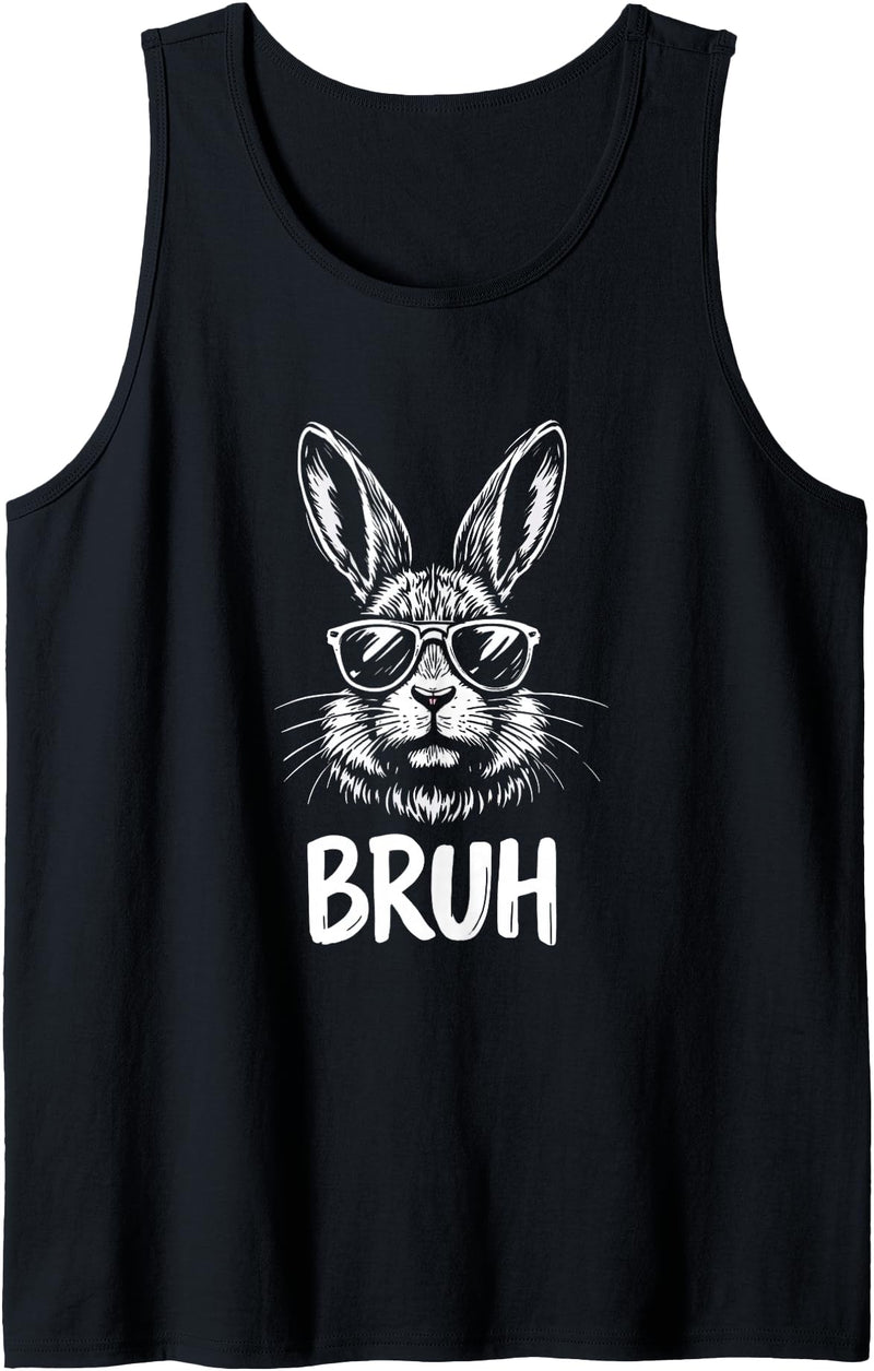 Bruh Cool Rabbit with Sunglasses Tank Top in Black