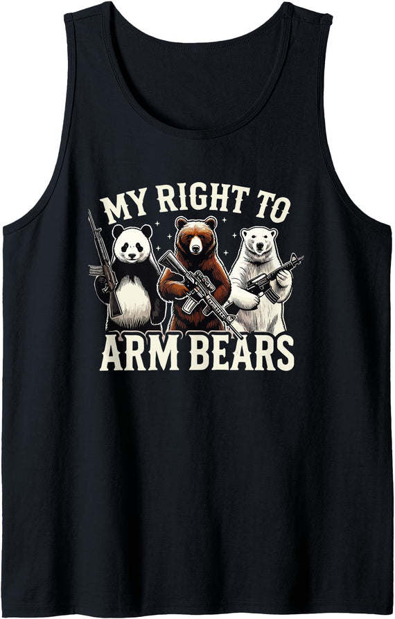 The Rizzly Bear Bro Tees Funny Bear Shirt, My Right To Arm Bears Graphic Men Tank Top - Black