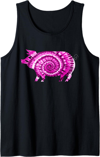 Pink Pig Tie Dye 60s 70s Hippie Psychedelic Tank Top